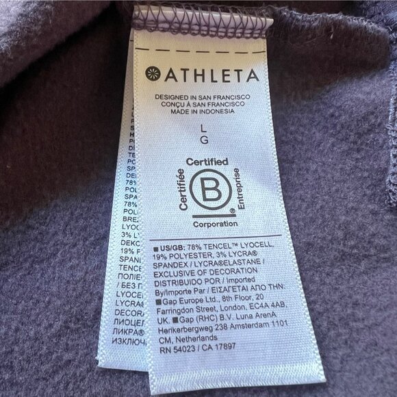 Athleta size L Cozy Purple LUXE Crew Neck Long Sleeve Athleisure Sweatshirt - Picture 3 of 13